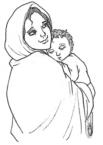 Mary Holding Baby Jesus Coloring Page